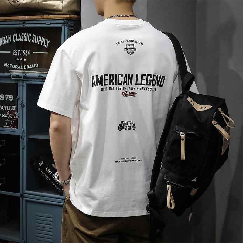 Tシャツ メンズ 男性用 半袖 コットン ルーズ 大きいサイズ ビッグシルエット ドロップショルダー 夏物 カットソー カジュアル 英字プリント 薄手 通気性 ホワイト 白 ダークグレー カーキ