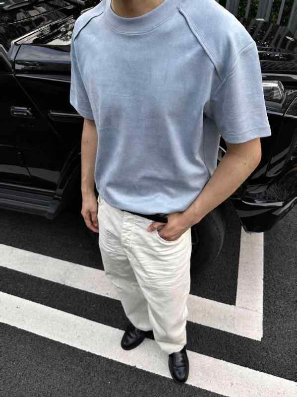 Tシャツ メンズ 男性用 無地 半袖 ポリエステル トップス 涼感 クルーネック カットソー カジュアル スタンダードシルエット