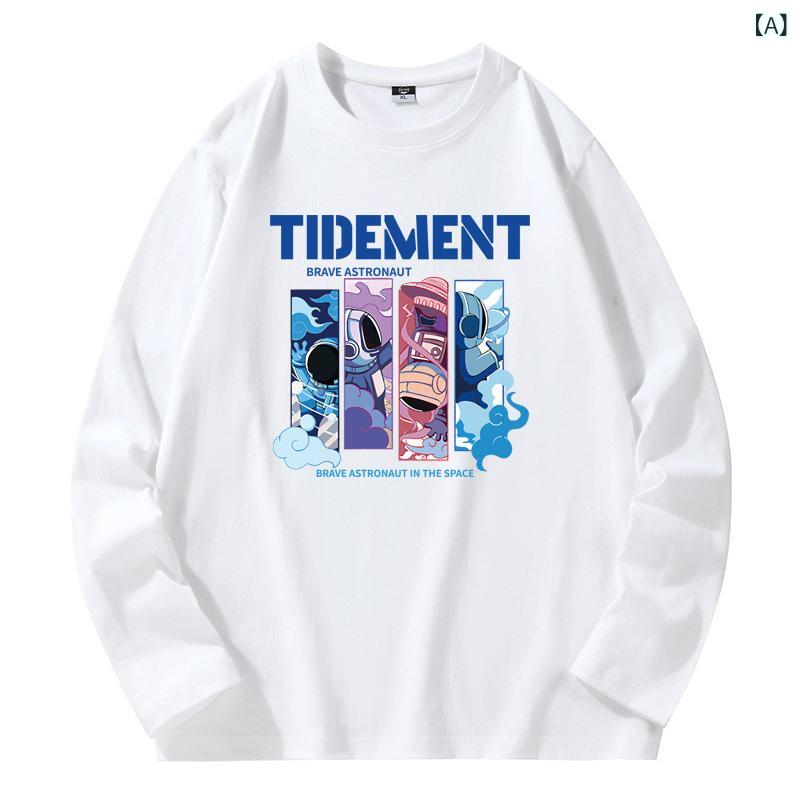 Tシャツ メンズ 男性用 長袖Tシャツ カットソー トップス ラウンドネック ドロップショルダー プリント カジュアル スポーツ トレーニングウェア 春秋 薄手 大きいサイズ2