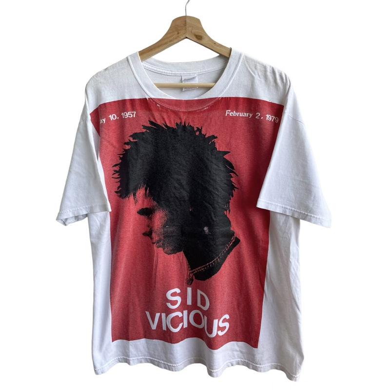 Tシャツ 男性用 ヴィンテージ パンク ロック Sid Vicious プリントTシャツ 麻混紡 薄手 半袖トップス ホワイト カットソー 普段使い