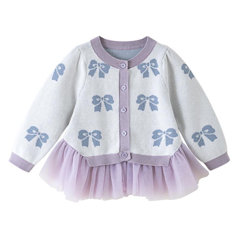 ニットカーディガン キッズ 女の子 春秋 薄手 子供服 メッシュ 切り替え ニット セーター トップス アウター 幼児 小学生 かわいい 普段着