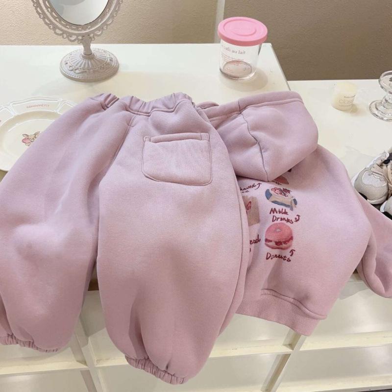 子供服 女の子 パーカー 秋冬 厚手 裏起毛 スウェット 上下セット 2点セット 長袖 綿 中 детска дрехи