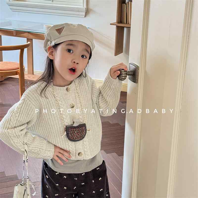 ニット キッズ カーディガン 秋冬 子供服 セーター 女の子 トップス 長袖 かわいい 柔らかい 綿混紡 厚手 防寒 普段着 80cm 90cm 100cm 110cm 120cm 130cm グレー カーキ ベージュ