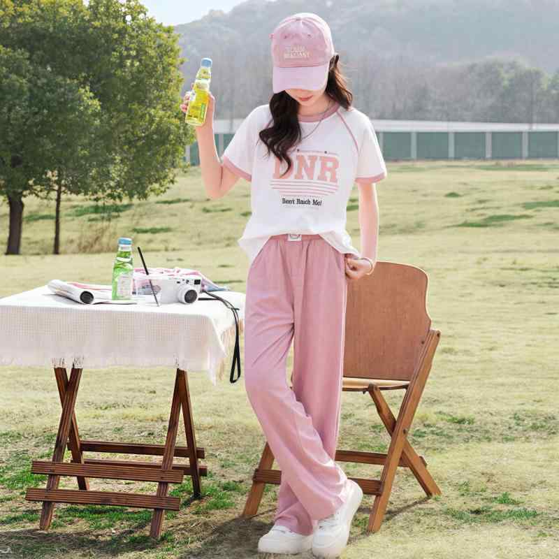 子供用 ジャージ 上下セット 女の子 半袖Tシャツ 長ズボン 2点セット スポーツウェア 普段使い ルームウェア ピンク系 グリーン系