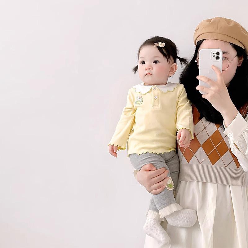 Tシャツ ベビー服 長袖 秋物 子供 女の子 トップス レギンス 2点セット かわいい 韓国 綿85% 幼児 普段着