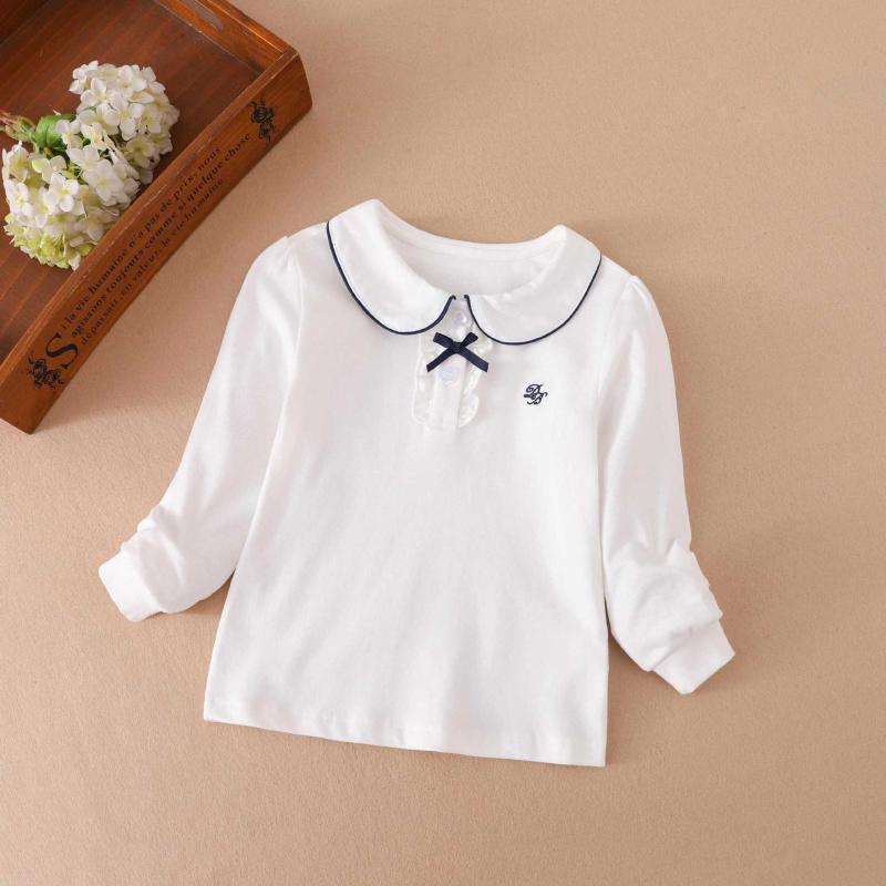 Tシャツ 女の子 長袖 子供服 秋冬 花柄 フリル 襟付き コットン 通学 普段着