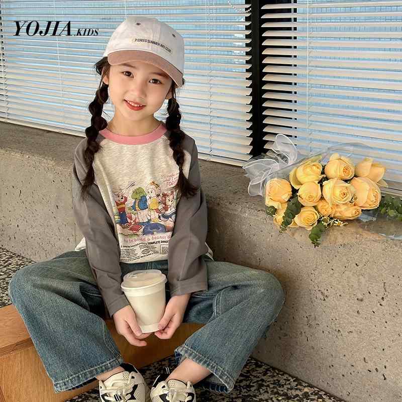 キッズ Tシャツ 長袖 春秋 女の子 子供 トップス カットソー 丸首 吸湿速乾 グレー ピンク系 ブルー 綿 4,374円