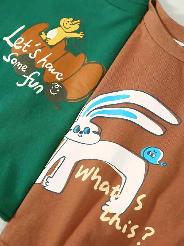 キッズ Tシャツ 長袖 子供服 トップス 春秋 ベビー服 カットソー 綿 カジュアル かわいい 動物柄 無地 ピンク系 グレー カーキ グリーン ホワイト ブルー 80 90 100 110 120 130 cm