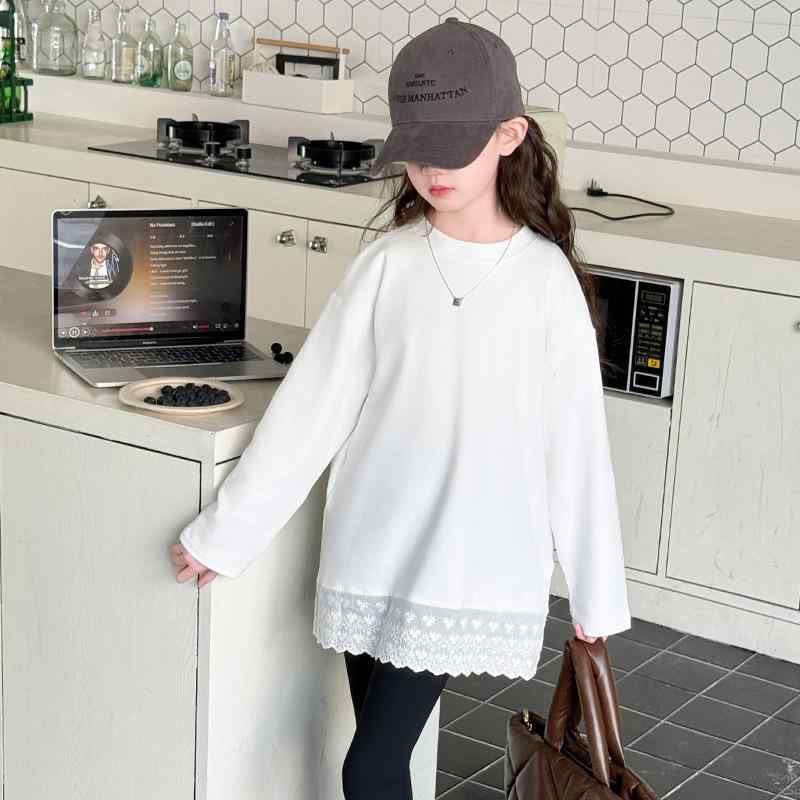 トレーナー キッズ 女の子 裏起毛 子供服 長袖 Tシャツ 秋冬 ミドル丈 チュニック 厚手 綿 トップス カットソー 普段着 かわいい 120cm 130cm 140cm 150cm 160cm 170cm