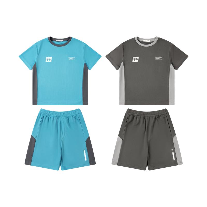 子供用スポーツウェア 上下セット 速乾性 トレーニングウェア Tシャツ ハーフパンツ 男の子 女の子 8歳以上 130cm 140cm 150cm 160cm 170cm 普段使い 部屋着 ポリエステル ブルー グレー