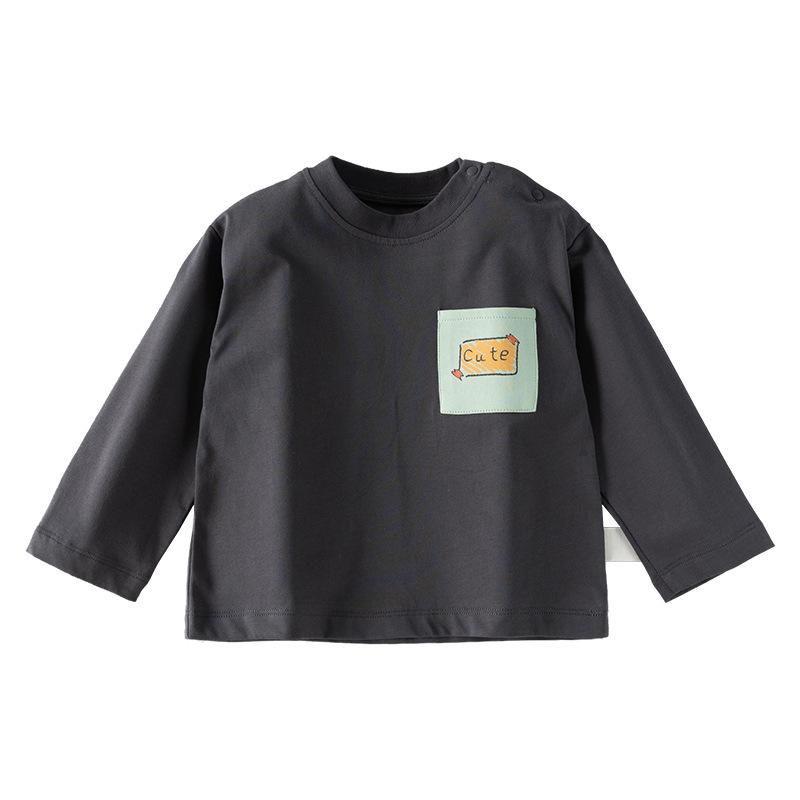 子供服 長袖Tシャツ ベビー 男女兼用 カットソー 綿 春秋 乳幼児 トップス インナーシャツ かわいい カジュアル 80cm 90cm 100cm 110cm 120cm 130cm 140cm グレー パープル