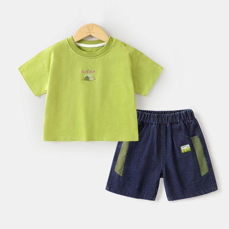 ベビー服 キッズ 半袖Tシャツ 短パン 上下2点セット 夏 薄手 赤ちゃん 男の子 女の子 かわいい カートーン 綿混 73 80 90 100 110 120