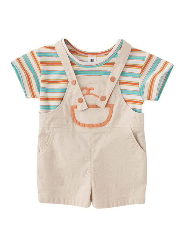 キッズ 男の子用 Tシャツ ショートパンツ 2点セット ストライプ柄 かわいい 夏服 普段使い
