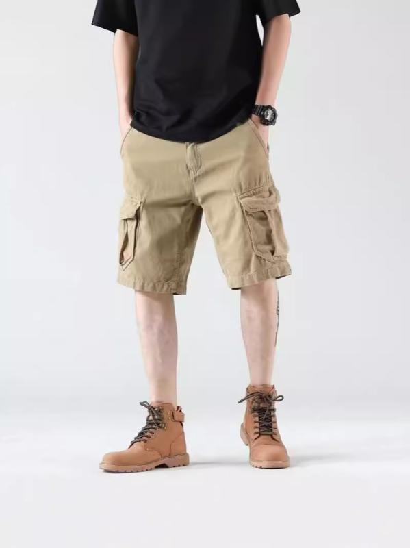 ハーフパンツ メンズ 男性用 綿混紡 ゆったり カーゴパンツ ショートパンツ 黒 カーキ 緑 M L XL 2XL 3XL 4XL 春夏
