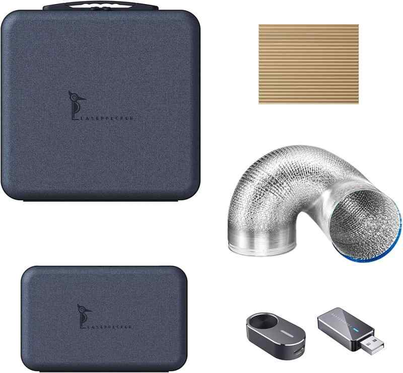 LaserPecker2 納める用容れもの,第三軸ボックス席,記章刻みつける名取り草,Bluetoothドングル,排気ガス煙管