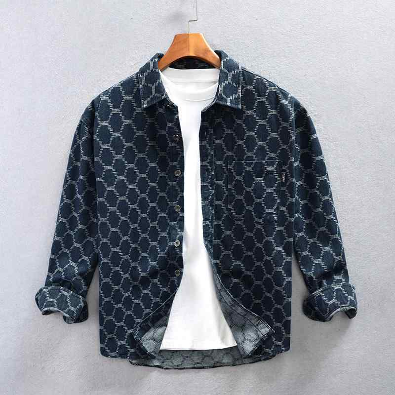 シャツ メンズ 男性用 デニム カジュアル トップス 長袖 コットン 混紡 日式 ?古 ?松 ウォッシュ加工2