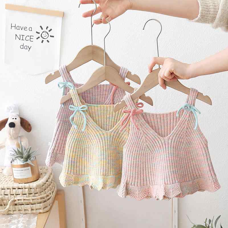 ニット キッズ 女の子 ニットベスト ニットトップス 春秋 子供 針編み ノースリーブ セーター かわいい 女の子 幼児 ベビー ピンク イエロー パープル2