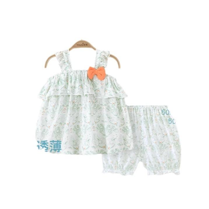 ベビー服 女の子用 トップス ノースリーブ Tシャツ 接触冷感 モダール フラワープリント 吊り下げ 夏 66 73 80 90 100 春夏