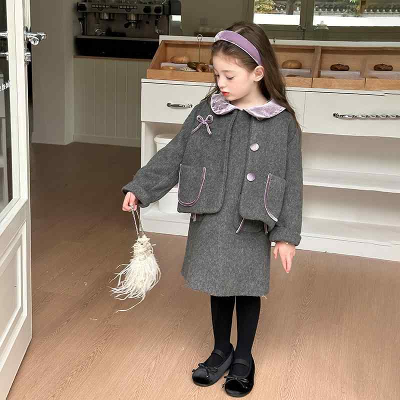 ワンピース キッズ 女の子 ウール コート ビスチェ セットアップ 秋冬 子供服 発表会 卒園式 入学式 フォーマル 普段使い