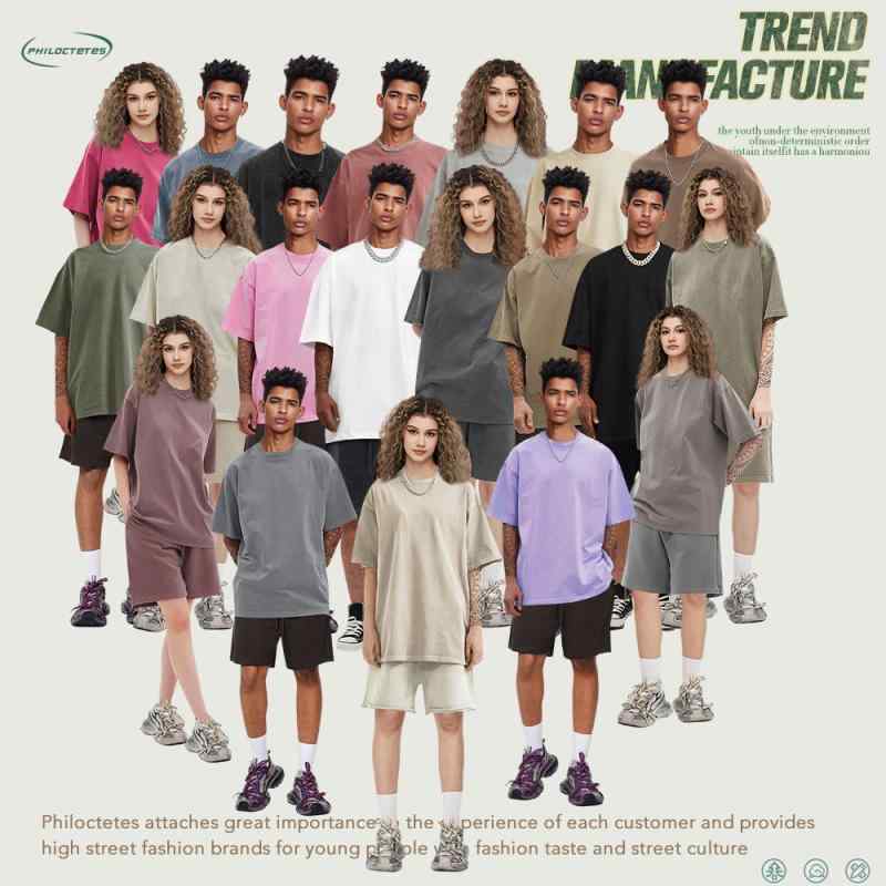 Tシャツ 男性用 ビッグシルエット トップス 260G ヘビーウェイト コットン カットソー 半袖Tシャツ ウォッシュ加工 レトロ ヴィンテージ風 無地 ブラック 黒 ホワイト 白 グレー カーキ 春夏 秋冬