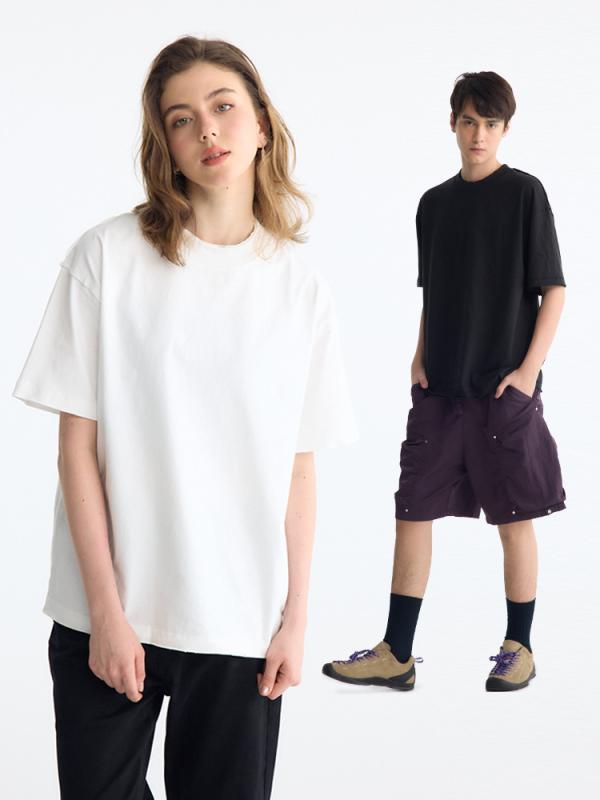 Tシャツ メンズ 美式 vintage風 コットン ダブルレイヤード クルーネック カットソー ゆったり 春夏 カジュアルトップス