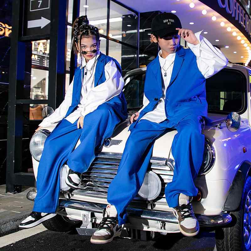 キッズ ダンス 衣装 セットアップ 子供 ストリート ダンス 衣装 ヒップホップ ジャズ ダンス ウェア ベスト パンツ 上下 セット 綿 発表会 舞台用 演出服 春秋