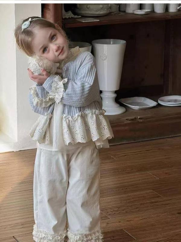 子供服 女の子 カーディガン ニット製 アウター 花柄 切り替え 韓国 かわいい おしゃれ 長袖 春 トップス 普段着 通園 通学 80 90 100 110 120 130