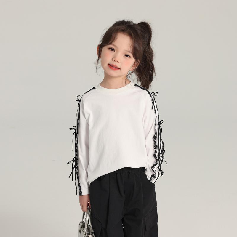 Tシャツ ガールズ 子供服 長袖 春秋 かわいい レース リボン フリル 襟付き トップス カットソー 女の子 キッズ ベビー 幼児 普段着2