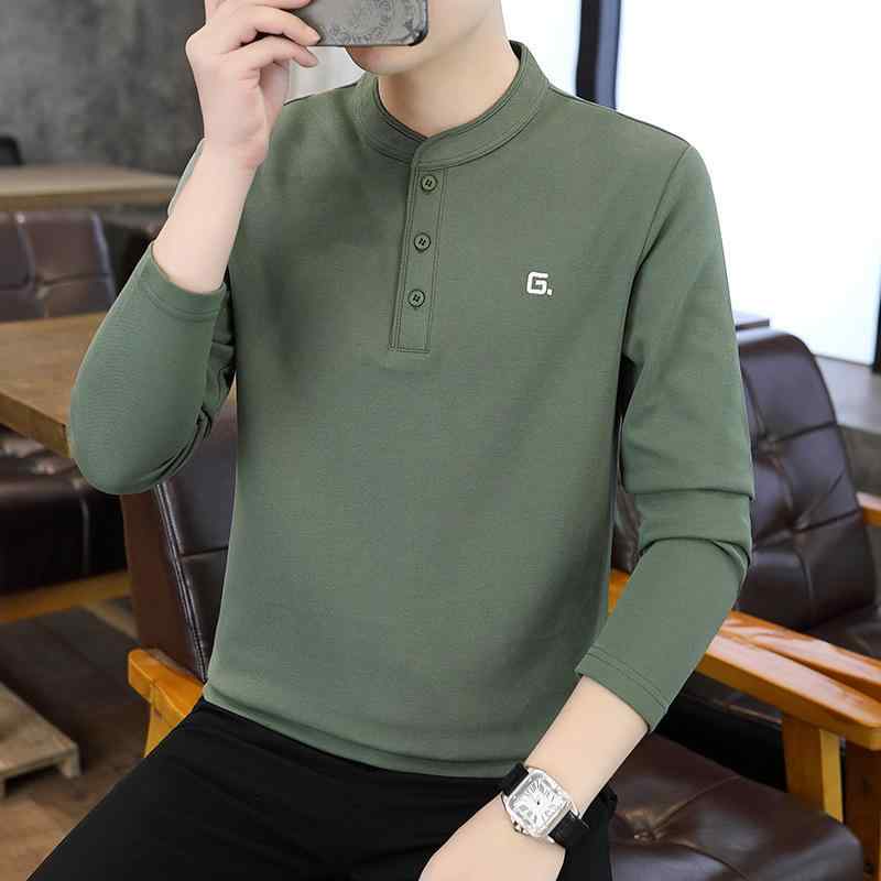 Tシャツ メンズ 長袖 コットン Vネック プルオーバー カットソー 無地 薄手 ゆったり 幾何学模様 春秋 カジュアル