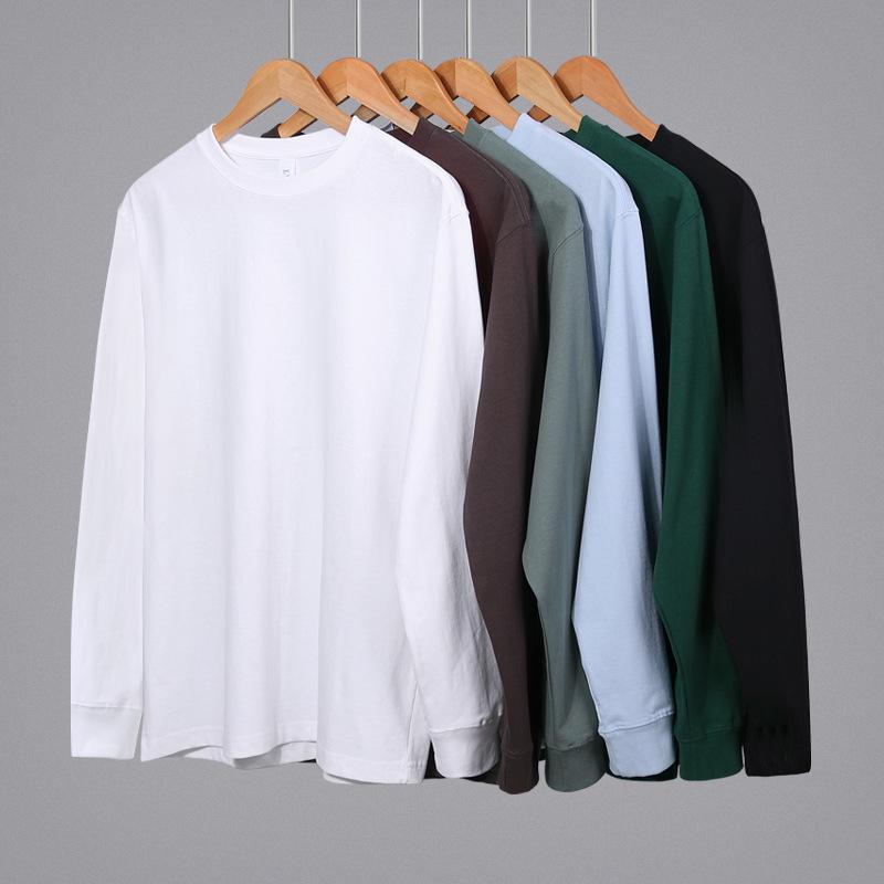 Tシャツ メンズ 男性用 長袖 厚手 コットン クルーネック 無地 ルーズフィット カジュアル トップス 春秋 普段使い 部屋着
