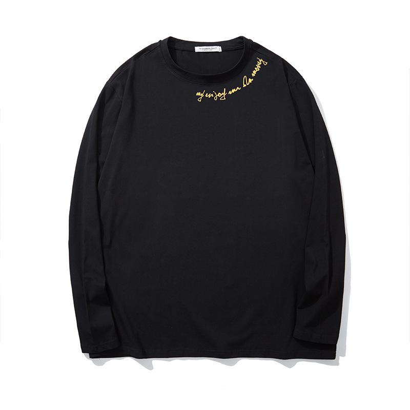 Tシャツ 男性用 長袖 コットン プリント オーバーサイズ 秋 黒 XL XXL 3XL 4XL 5XL 6XL 7XL 8XL 9XL 10XL2