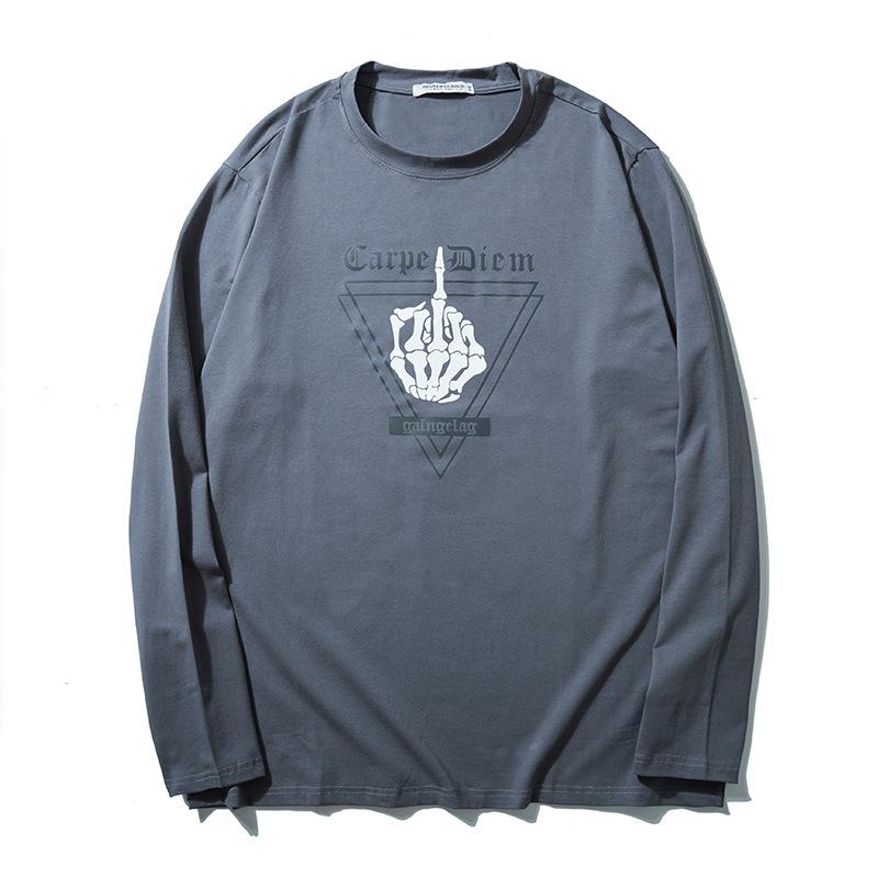 Tシャツ メンズ 大きいサイズ 長袖 コットン ラウンドネック プリント 2色展開 カットソー スポーティー カジュアル
