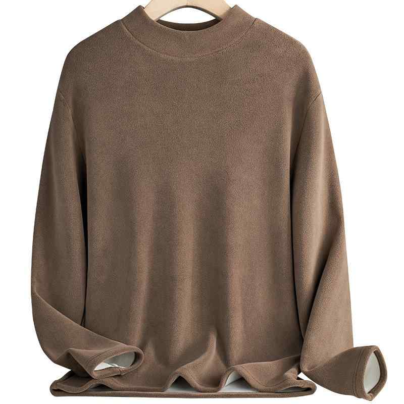 Tシャツ 男性用 裏起毛 長袖 カットソー 秋冬 保温 親肌 触感 ニットソー ゆったり ポリエステル 無地 黒 ブラック グレー アイボリー モカ 深グレー グリーン