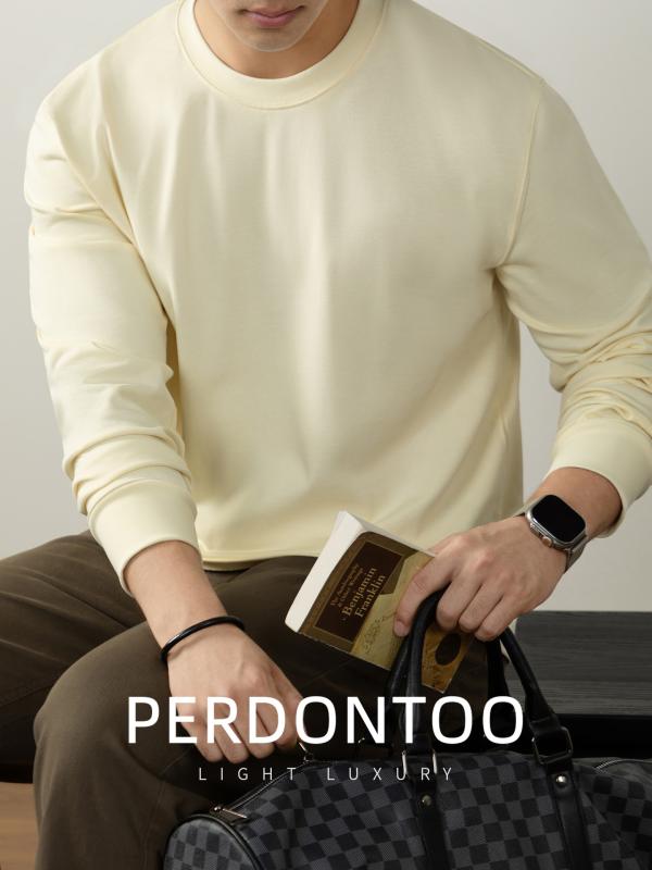 Tシャツ メンズ 男性用 長袖 厚手 無地 クルーネック カットソー 320g ヘビーウェイト 綿100% コットン トップス 黒 白 紺 グレー 春秋 ファッション リラックス ルーズ