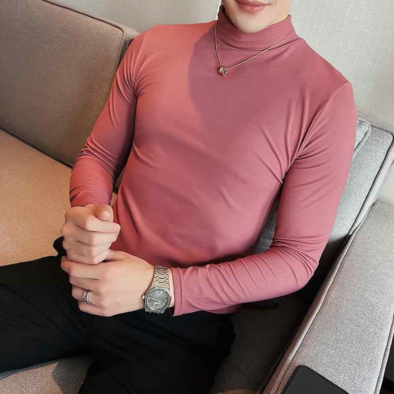 Tシャツ 男性用 トップス 秋冬 綿 無地 長袖 スリムフィット ハーフハイネック カットソー 普段使い2 5,552円