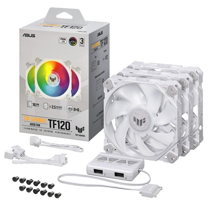 ASUS TUF Gaming TF120 120mm ARGBファン 3IN1 /高性能な流体動圧ベアリング (FDB) / 2層構造のLED / Aura Sync/大風量/PWMファン制御/広域な回転数範囲/多機能コントローラー/国内正規流通品