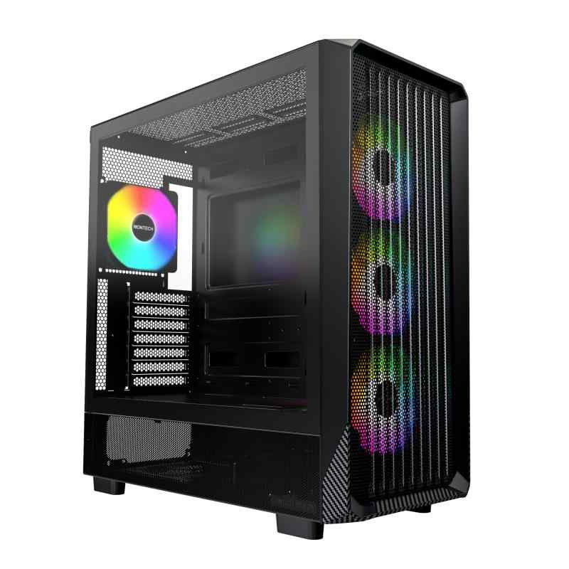 Montech X5 (B) 黒いこと｜ATX 相応う 真っただ中高閣 パソコン容れもの 強化因子硝子 ダイアログボックス積み上げる/高エア湖流出/向こう正面メッシュダイアログボックス/モンテック 【国内定め事品】