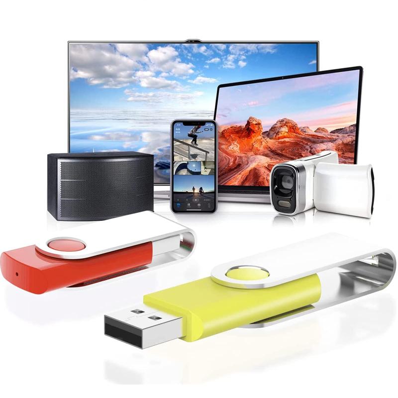 KOOTION USBメモリ32GB 5個セット フラッシュドライブ USB2.0 サムドライブ バックアップメモリ USBドライブ32GB 360度回転式 コンパクト フラッシュメモリー (ブラック、ホワイト、レッド、イエロ