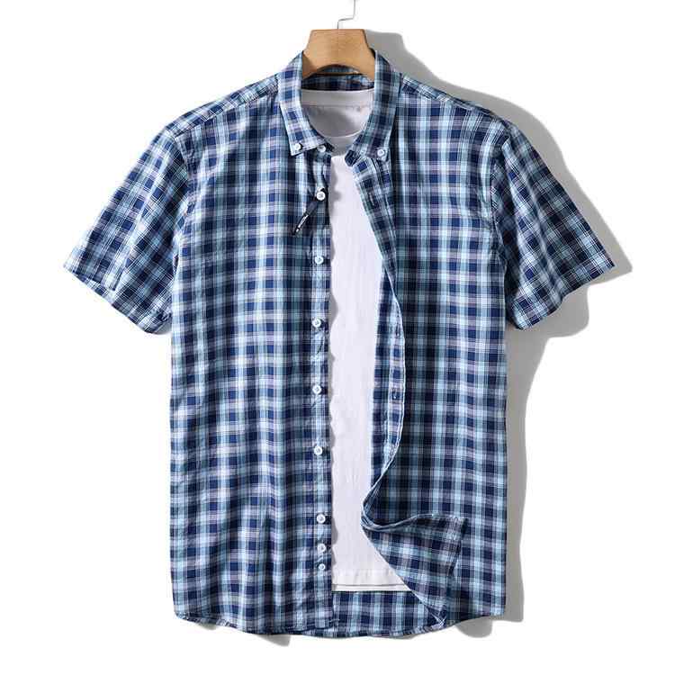 シャツ 男性用 半袖 タータンチェック柄 ポリエステル トップス 普段使い 薄手 接触冷感 通気性 抗菌