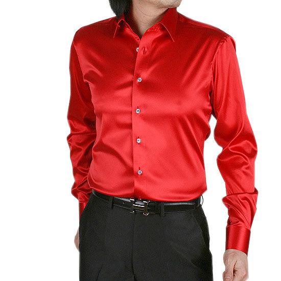 シャツ 男性用 トップス 紳士服 ポリエステル 光沢感 無地 長袖 フォーマル カジュアル ビジネス 合体型 開襟 伸縮性 通気性 グレー系