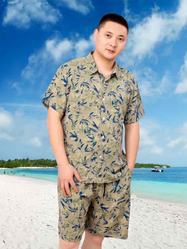 シャツ 男性用 アロハシャツ 半袖 リゾートウェア 上下セット ポリエステル ゆったり 海 サマー 薄手 通気性 吸湿速乾 ブラック系