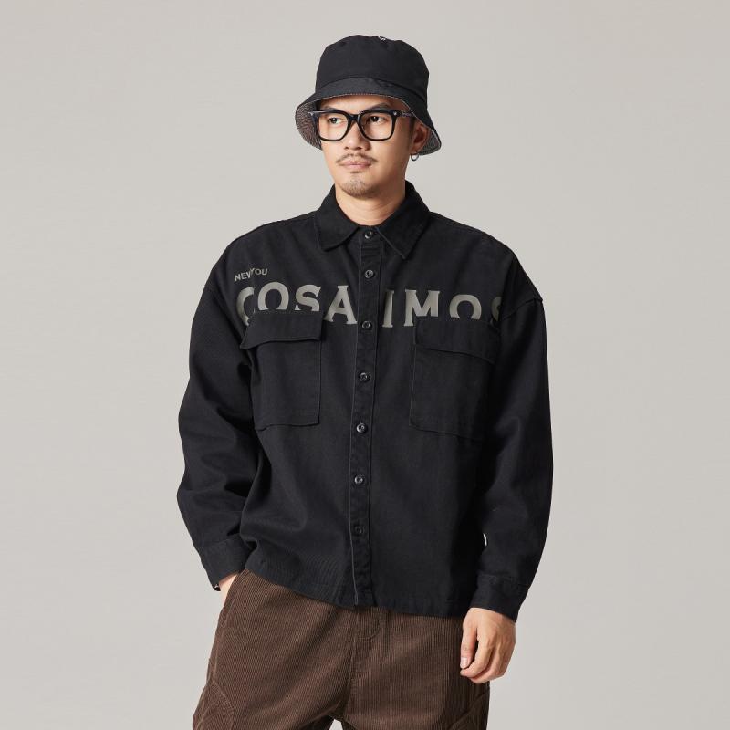 シャツ 男性用 ワークシャツ ジャケット 春秋 長袖 デニム ルーズフィット ミリタリー ブラック カーキ リネン2 8,025円
