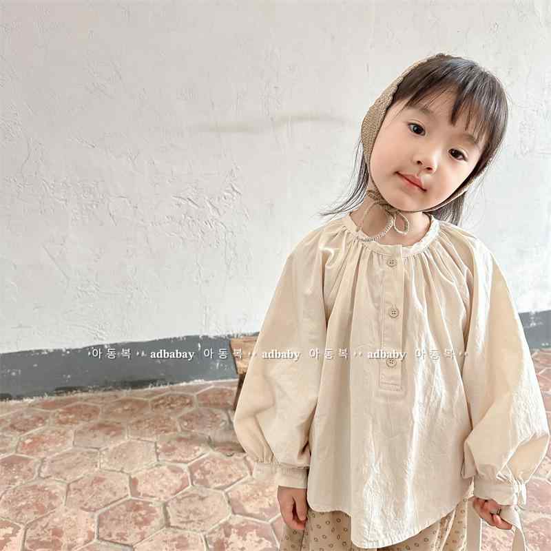 子供服 シャツ 女の子 秋物 韓国 水洗いコットン バットスリーブ 長袖 トップス 80cm 90cm 100cm 110cm 120cm 130cm かわいい おしゃれ ベージュ ダークグレー