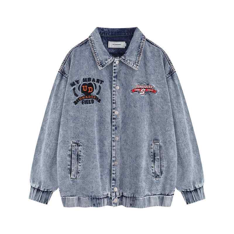 シャツ メンズ 男性用 デニム ウォッシュド加工 ダメージ加工 刺・墸 カジュアル ストリート 長袖 トップス ジャケット 春秋