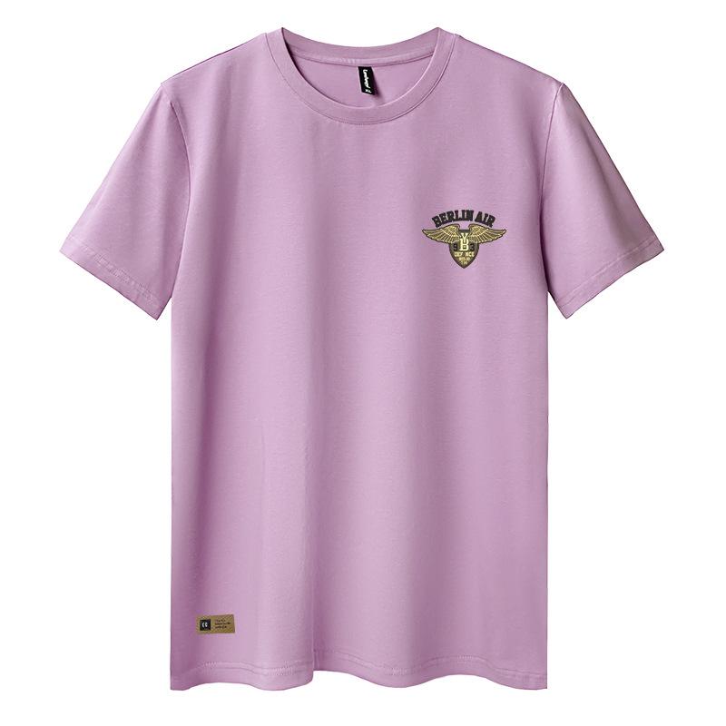 Tシャツ 男性用 半袖 コットン トップス 迷彩柄 プリント スタイリッシュ スリムフィット クルーネック カットソー 通気性 日常着 深グレー ブラック イエロー グリーン ブルー パープル2