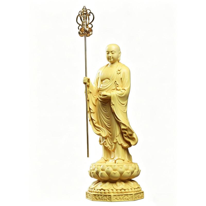 木彫り仏像【地蔵菩薩偶像】木製 安産祈とう 子育ての防御すること尊 仏間 仏壇 木彫り 撃ち当てるぞう