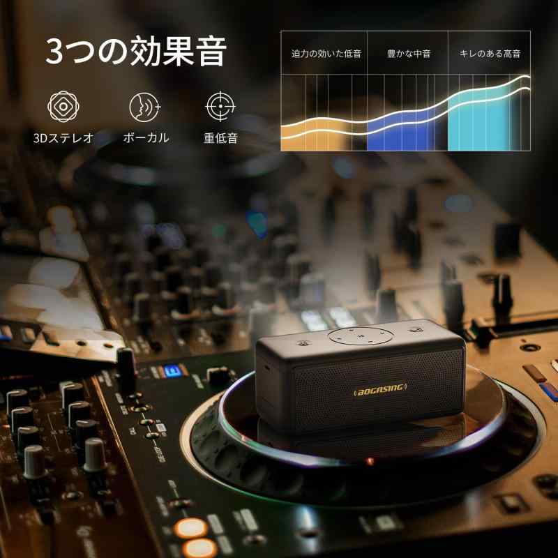 BOGASING M5 Bluetoothスピーカー ポータブル ワイヤレス スピーカー 360度サウンド 40W出力 大音量 重低音 DSP技術搭載 IPX7 防水 防塵 耐衝撃 アウトドア ぶるーとぅーすすぴーかー 最大30時間連続再|ブリルビ