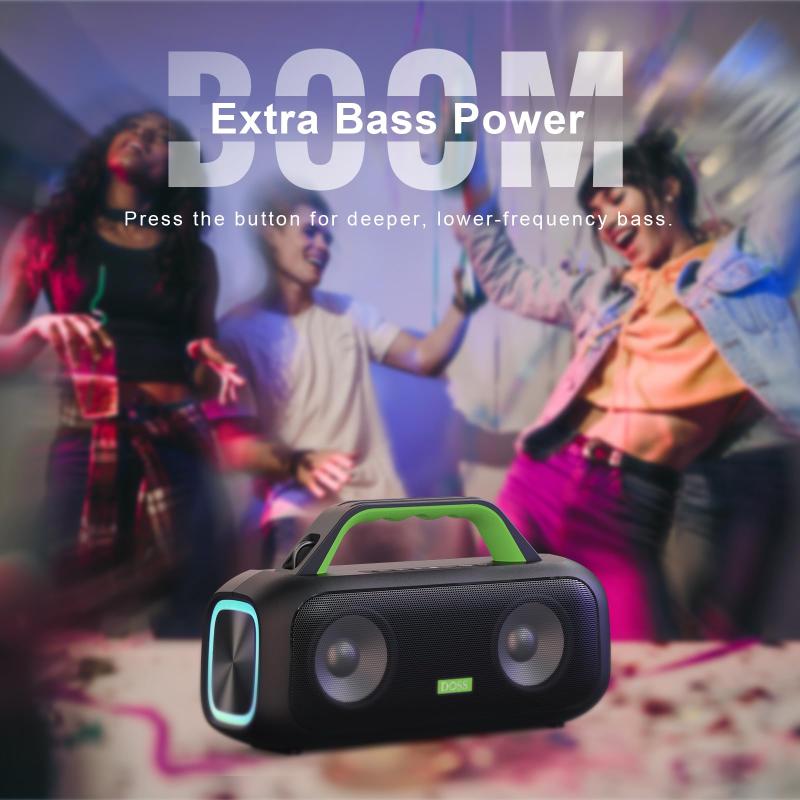 DOSS Extreme Boom Bluetooth金棒引き 60W大音の大きさ ブルートゥーススピーカー IPX6雨合羽 30第四次元生まれ変わり 無線電話金棒引き 携帯型 低音部強化因子 パッシブラジエーター積み上げる USB-C申し受ける 社交ダンス/難民キャンプ/パ