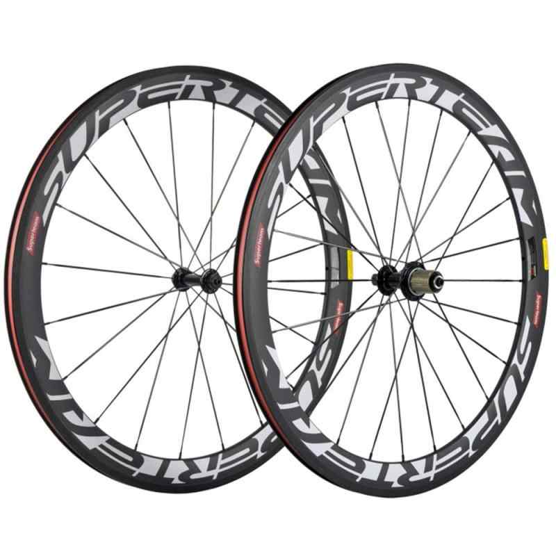 SUPERTEAM 50粍 クリンチャ ーホイールセット700c 23粍 読み込む自動二輪車 炭素 車輪 (白いこと)