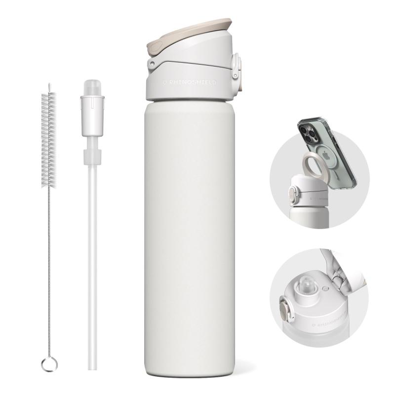 RHINOSHIELD (ライノシールド) AquaStand マグネットボトル 700ml | 保温保冷 ストロー付ステンレス製水筒 ウォーターボトル MagSafe対応ハンドル付 スポーツボトル 角度調節可能な三脚 スマホスタン